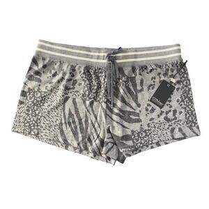 NWT PJ Salvage Womens XL Gray PATCHWORK ANIMAL Print Pajama Lounge Shorts #PQ1
